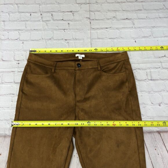 J Jill Women Faux Suede Pants Size 14 Brown Polyester Blend M212 -21 - Picture 2 of 16
